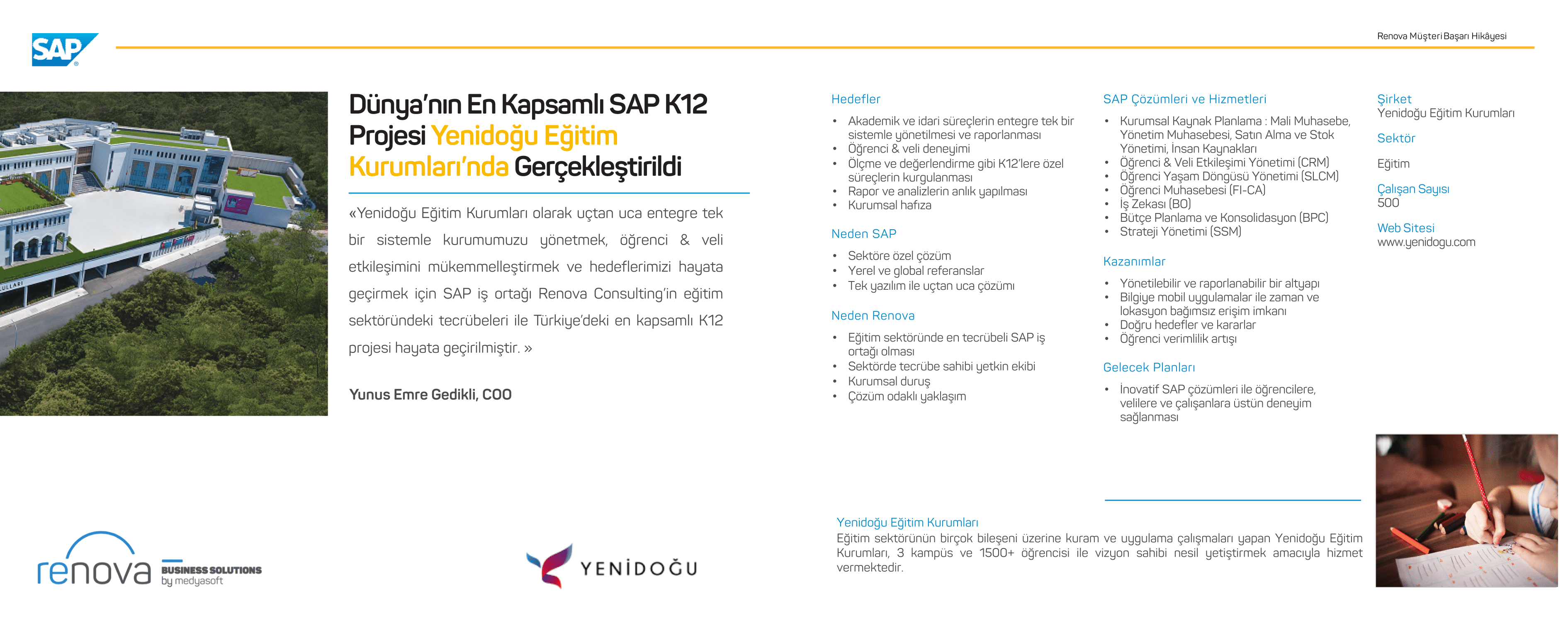 Yenidoğu Eğitim Kurumları SAP Projesi Başarı Hikayesi